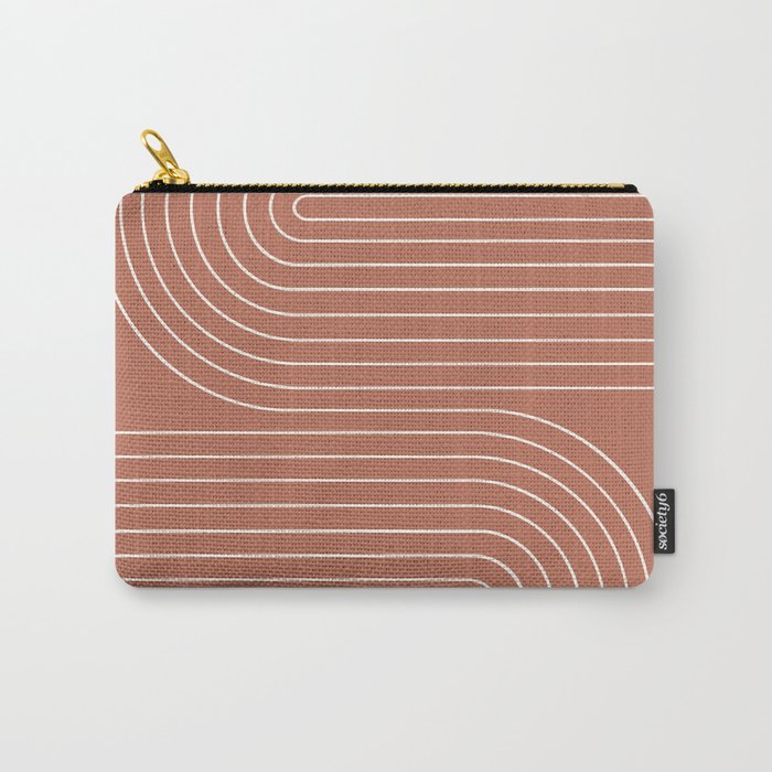 Minimal Line Curvature XCIV Coral Red Mid Century Modern Arch Abstract Carry All Pouch Gallery Image 1