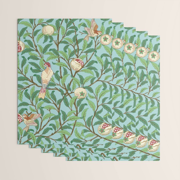 William Morris Enchanted Bird & Pomegranate Turquoise Green  Wrapping Paper Gallery Image 3