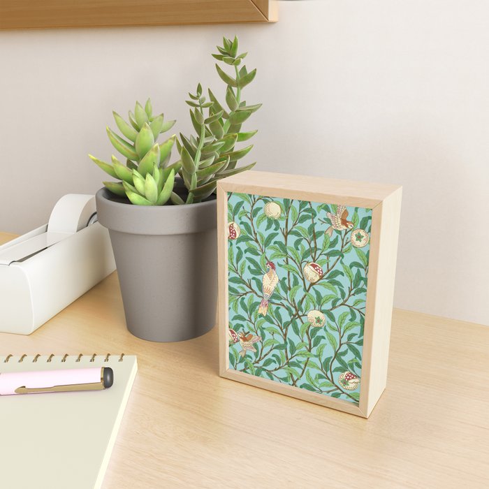 William Morris Enchanted Bird & Pomegranate Turquoise Green  Mini Art Print Gallery Image 2