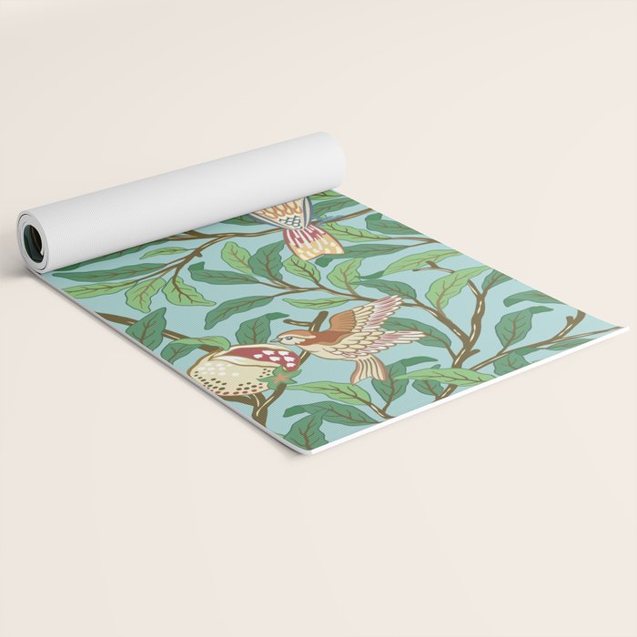 William Morris Enchanted Bird & Pomegranate Turquoise Green  Yoga Mat Gallery Image 2