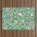 William Morris Enchanted Bird & Pomegranate Turquoise Green  Outdoor Rug Gallery Image 1