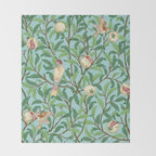 William Morris Enchanted Bird & Pomegranate Turquoise Green  Throw Blanket Gallery Image 2