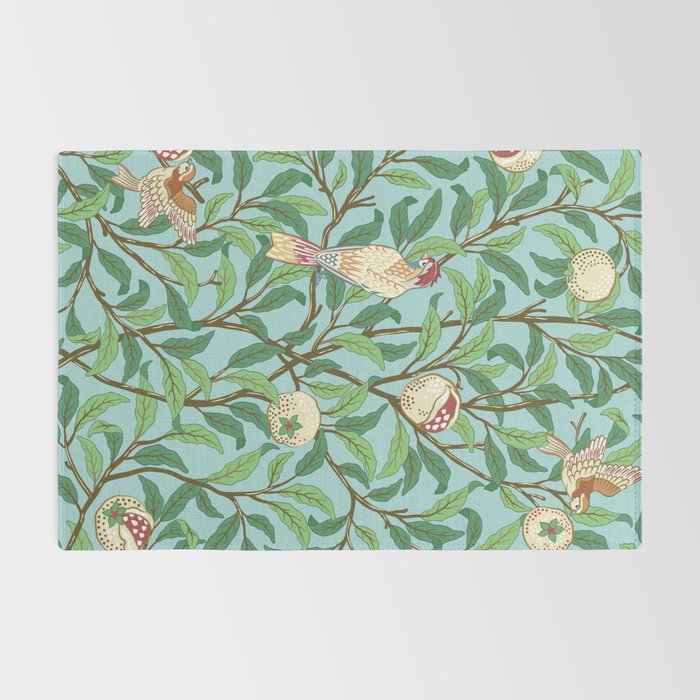 William Morris Enchanted Bird & Pomegranate Turquoise Green  Rug Gallery Image 2