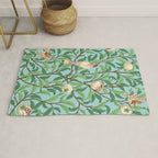 William Morris Enchanted Bird & Pomegranate Turquoise Green  Rug Gallery Image 1