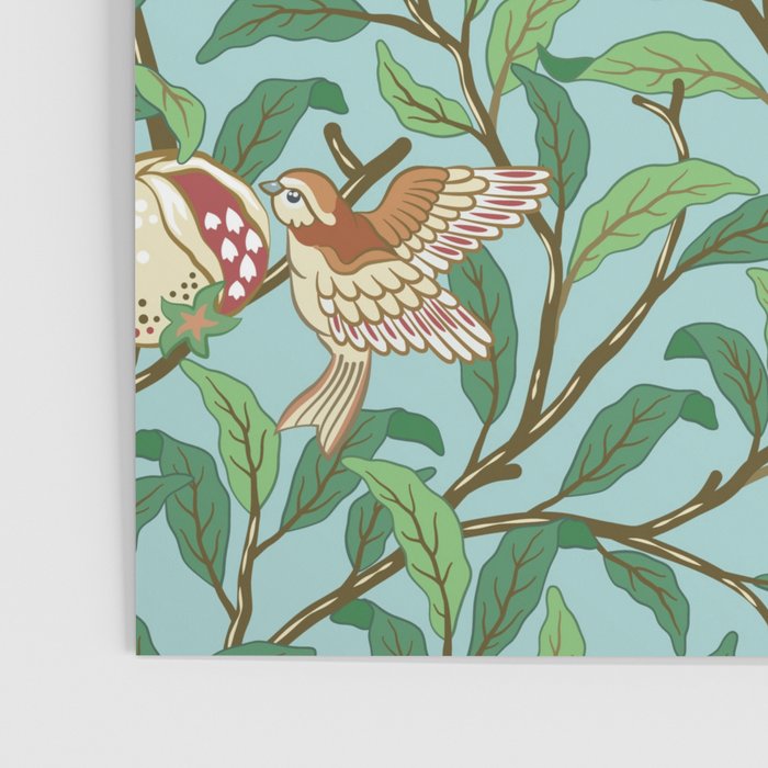 William Morris Enchanted Bird & Pomegranate Turquoise Green  Poster Gallery Image 3