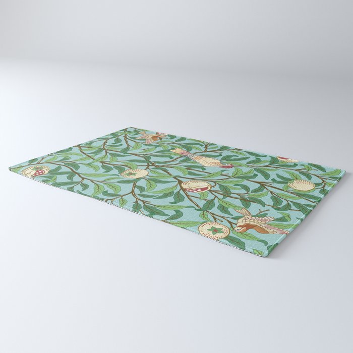 William Morris Enchanted Bird & Pomegranate Turquoise Green  Rug Gallery Image 3