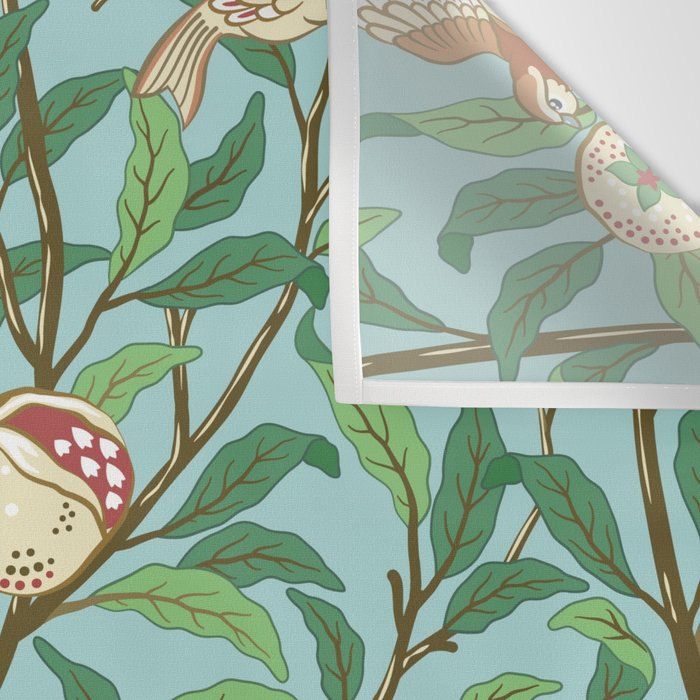 William Morris Enchanted Bird & Pomegranate Turquoise Green  Wall Tapestry Gallery Image 3