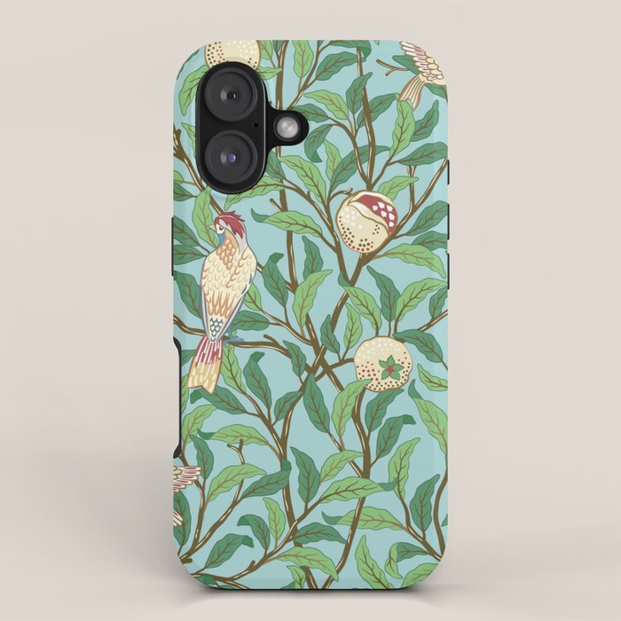 William Morris Enchanted Bird & Pomegranate Turquoise Green  iPhone Case Gallery Image 1