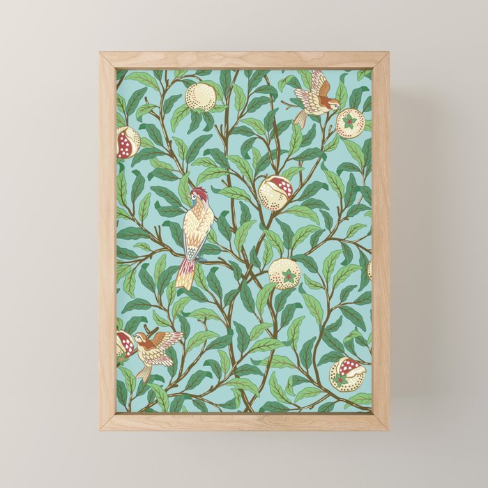 William Morris Enchanted Bird & Pomegranate Turquoise Green  Mini Art Print Gallery Image 1