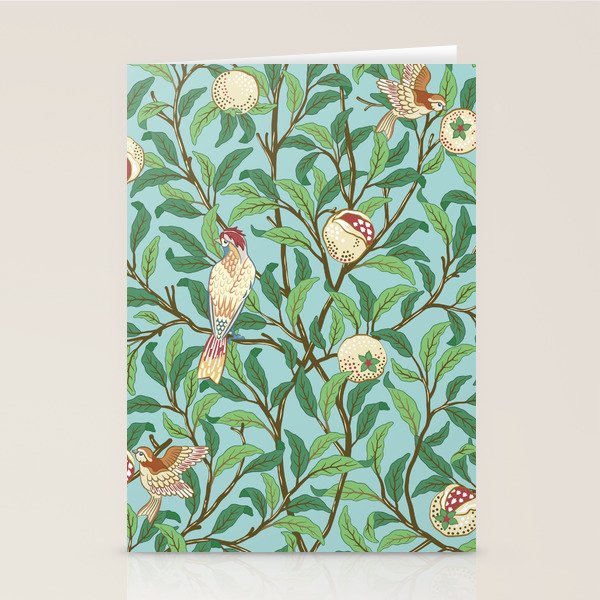 William Morris Enchanted Bird & Pomegranate Turquoise Green  Stationery Card Gallery Image 1