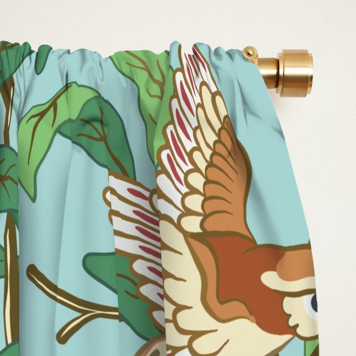 William Morris Enchanted Bird & Pomegranate Turquoise Green  Window Curtain Gallery Image 2