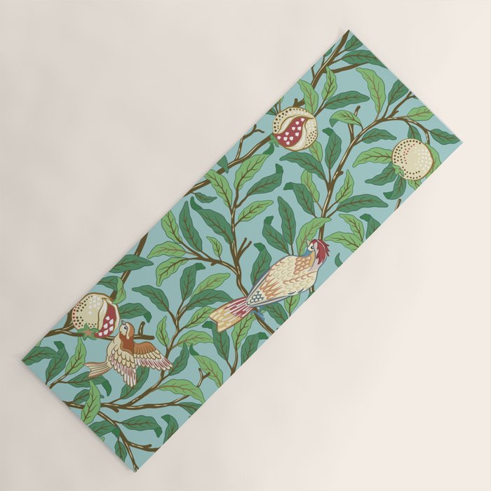 William Morris Enchanted Bird & Pomegranate Turquoise Green  Yoga Mat Gallery Image 1