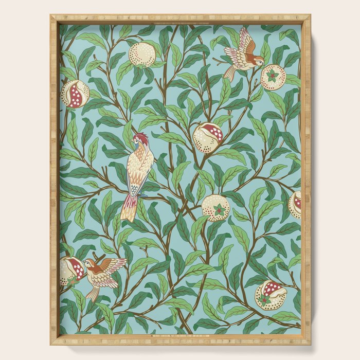 William Morris Enchanted Bird & Pomegranate Turquoise Green  Serving Tray Gallery Image 1