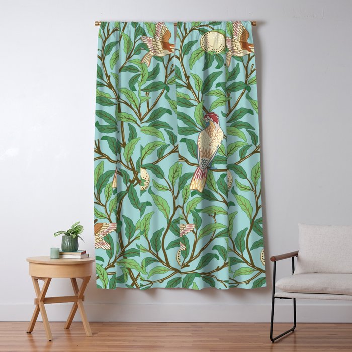 William Morris Enchanted Bird & Pomegranate Turquoise Green  Window Curtain Gallery Image 5