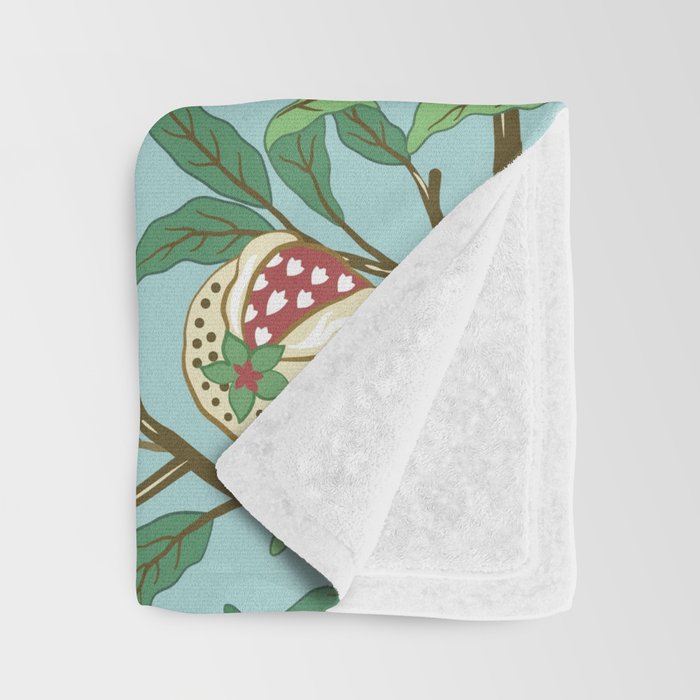 William Morris Enchanted Bird & Pomegranate Turquoise Green  Throw Blanket Gallery Image 3