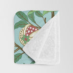William Morris Enchanted Bird & Pomegranate Turquoise Green  Throw Blanket Gallery Image 3