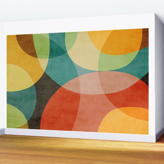 Colorful Modern Bold Circles MCM Artwork Wall Mural Gallery Image 2