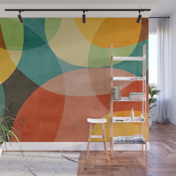 Colorful Modern Bold Circles MCM Artwork Wall Mural Gallery Image 1