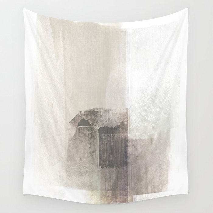 Beige and Brown Minimalist Abstract Painting Wall Tapestry Gallery Image 4
