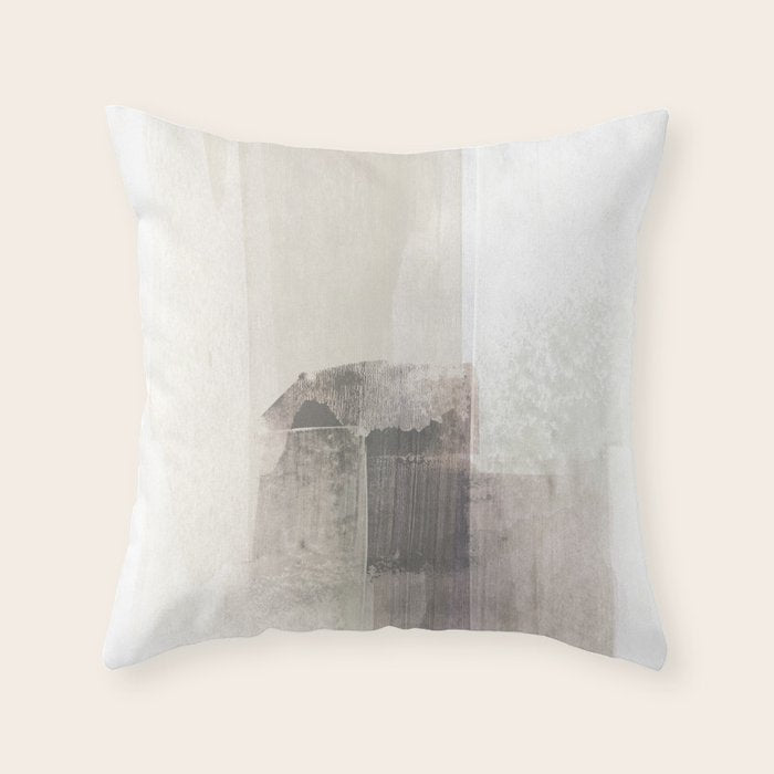 Beige and Brown Minimalist Abstract Painting Throw Pillow Gallery Image 6