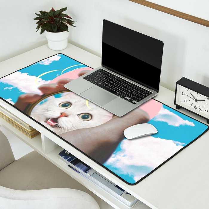 Meow // Cat Transformation Desk Mat Gallery Image 2