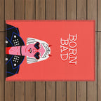 Born bad funny devil woman rocker girl print cartoon Outdoor Rug Gallery Image 1