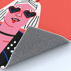 Born bad funny devil woman rocker girl print cartoon Rug Gallery Image 4