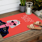 Born bad funny devil woman rocker girl print cartoon Outdoor Rug Gallery Image 2