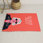 Born bad funny devil woman rocker girl print cartoon Rug Gallery Image 1