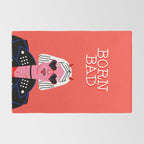 Born bad funny devil woman rocker girl print cartoon Rug Gallery Image 2