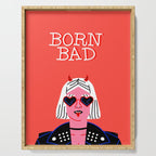 Born bad funny devil woman rocker girl print cartoon Serving Tray Gallery Image 1