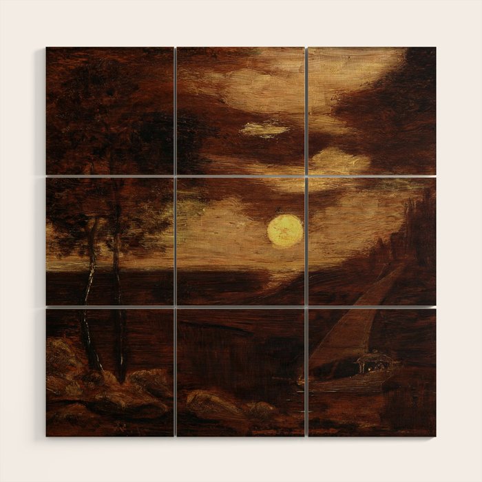 "The Lover's Boat" by Albert Pinkham Ryder (1881) Wood Wall Art Gallery Image 1