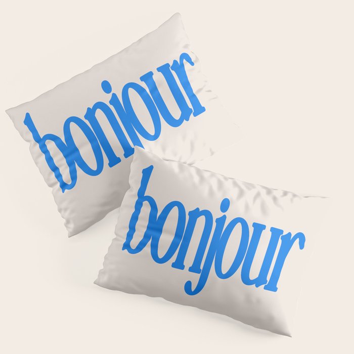 Bold Bonjour French Greeting Typography Pillow Sham Gallery Image 3