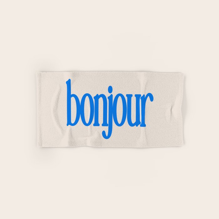 Bold Bonjour French Greeting Typography Bath Towel Gallery Image 1