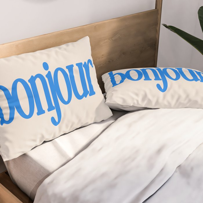 Bold Bonjour French Greeting Typography Pillow Sham Gallery Image 2