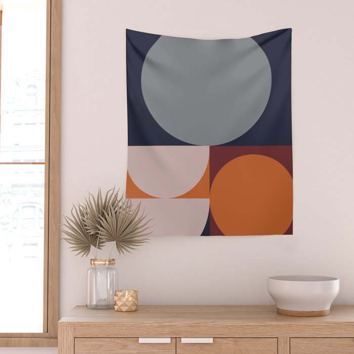 Midnight Geometry - Modern Abstract Wall Tapestry Gallery Image 2