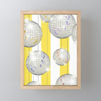 Striped Party Disco Ball Yellow Mini Art Print Gallery Image 1