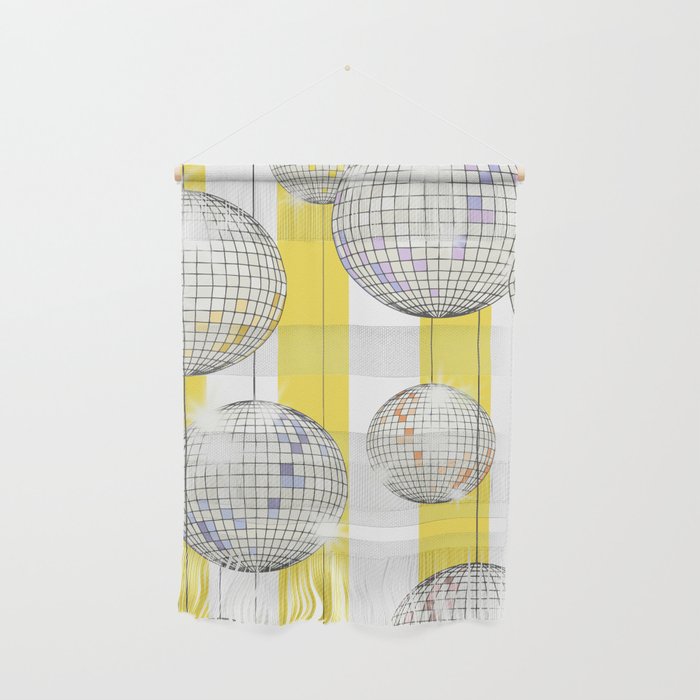 Striped Party Disco Ball Yellow Wall Hanging Gallery Image 1