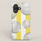 Striped Party Disco Ball Yellow iPhone Case Gallery Image 1