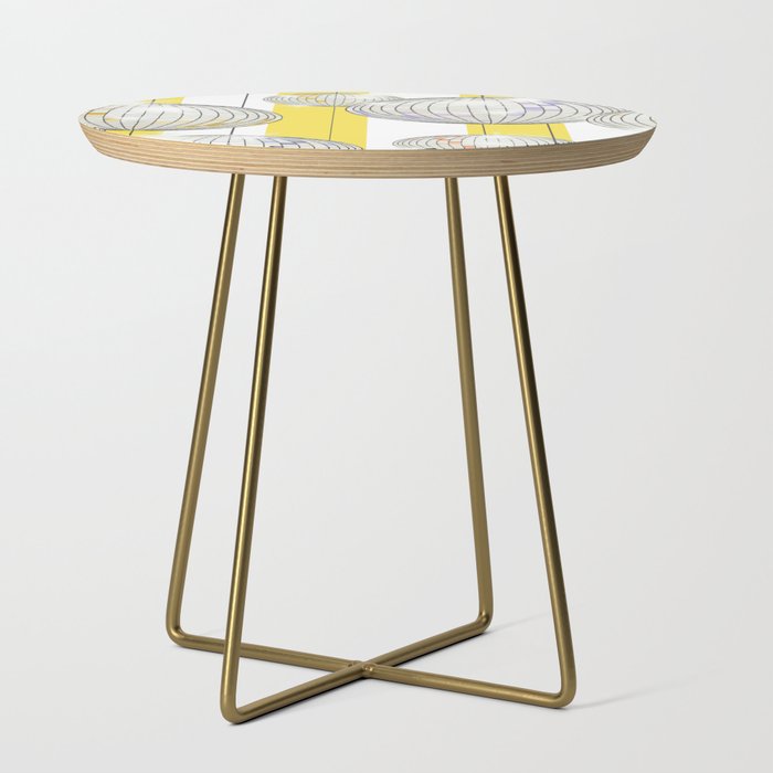 Striped Party Disco Ball Yellow Side Table Gallery Image 1