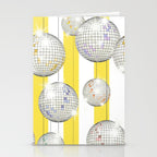 Striped Party Disco Ball Yellow Stationery Card Gallery Image 2