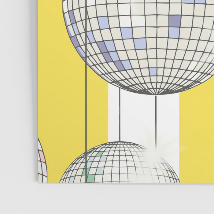 Striped Party Disco Ball Yellow Poster Gallery Image 3