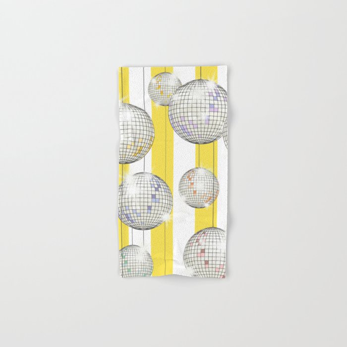 Striped Party Disco Ball Yellow Bath Towel Gallery Image 1