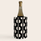 Mid Century Modern Geometric Pattern 157 Black and Linen White Wine Chiller Gallery Image 2