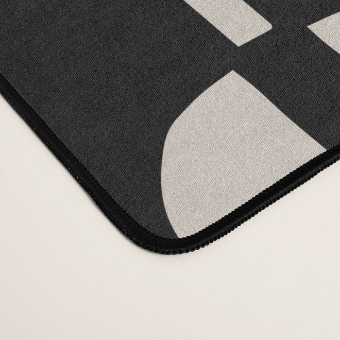 Mid Century Modern Geometric Pattern 157 Black and Linen White Desk Mat Gallery Image 4