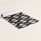 Mid Century Modern Geometric Pattern 157 Black and Linen White Yoga Mat Gallery Image 2