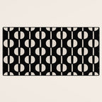 Mid Century Modern Geometric Pattern 157 Black and Linen White Desk Mat Gallery Image 3