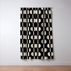 Mid Century Modern Geometric Pattern 157 Black and Linen White Window Curtain Gallery Image 3