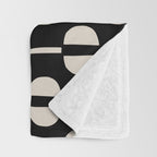 Mid Century Modern Geometric Pattern 157 Black and Linen White Throw Blanket Gallery Image 3
