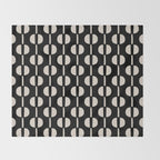 Mid Century Modern Geometric Pattern 157 Black and Linen White Throw Blanket Gallery Image 2